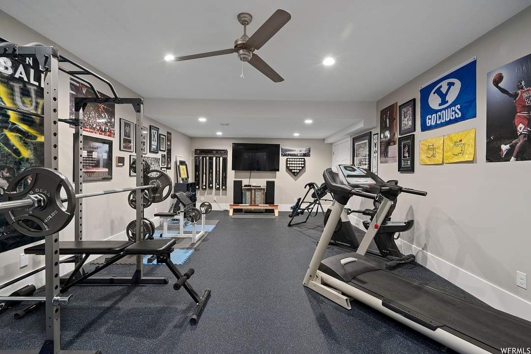 There is a treadmill in the middle of the room.