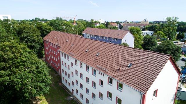 Dach von Baugenossenschaft in der Lechstraße in Braunschweig nach Wiederaufbau