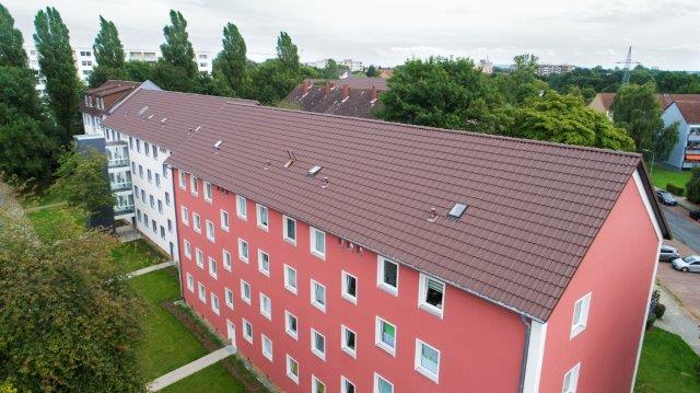 Dach von Baugenossenschaft in der Lechstraße in Braunschweig nach Wiederaufbau