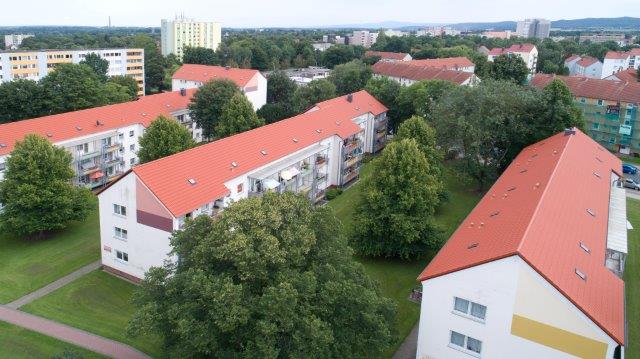 Dach von Baugenossenschaft in der Neißestraß in Salzgitter nach Wiederaufbau