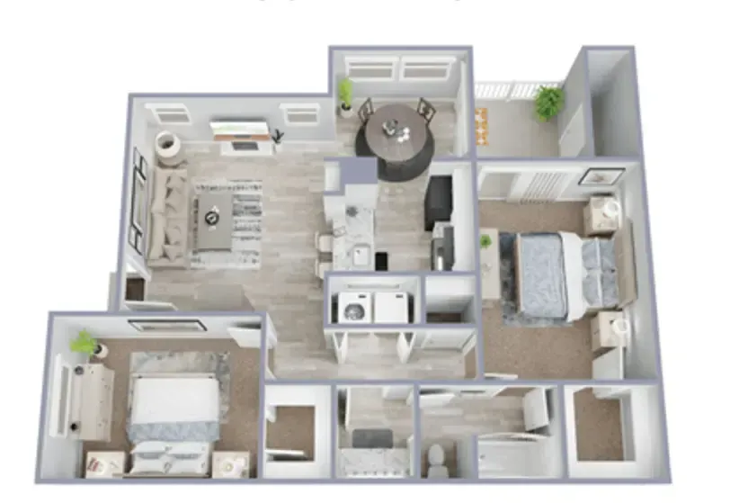 An aerial view of a floor plan of a house.