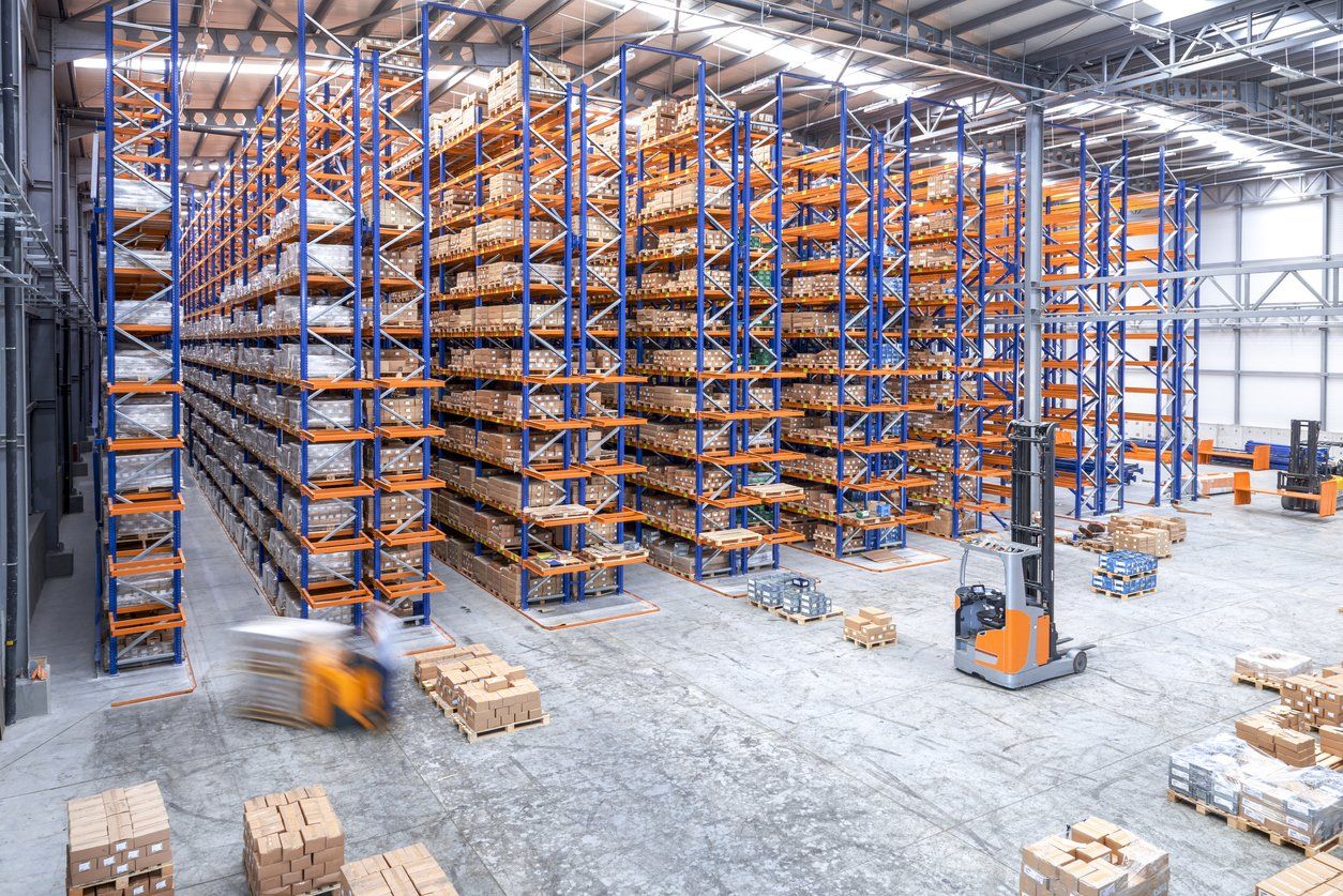 Warehouse shelves