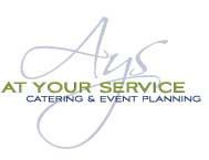 A logo for at your service catering and event planning.