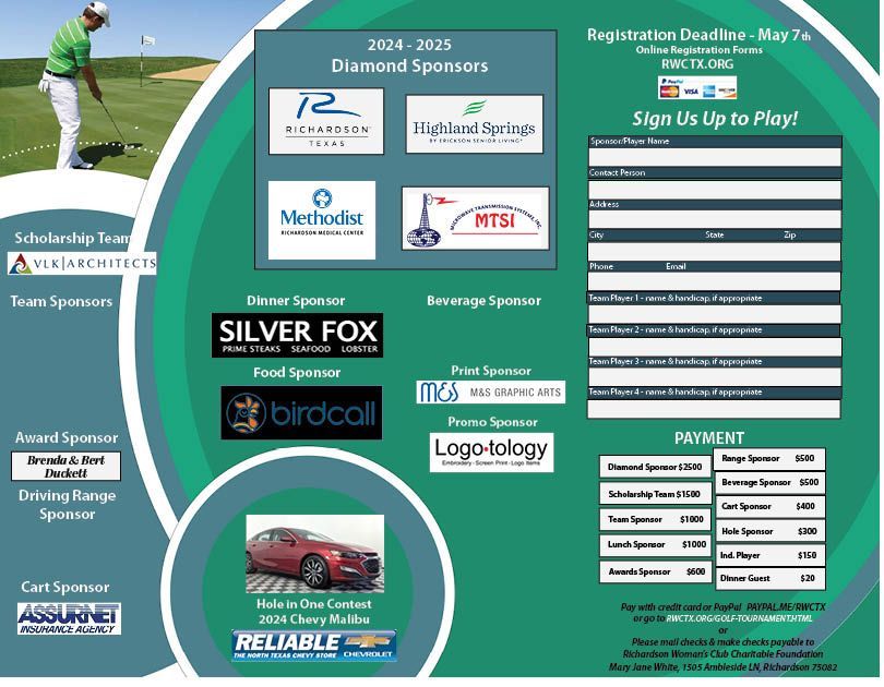 A flyer for the 18th annual RWC golf tournament