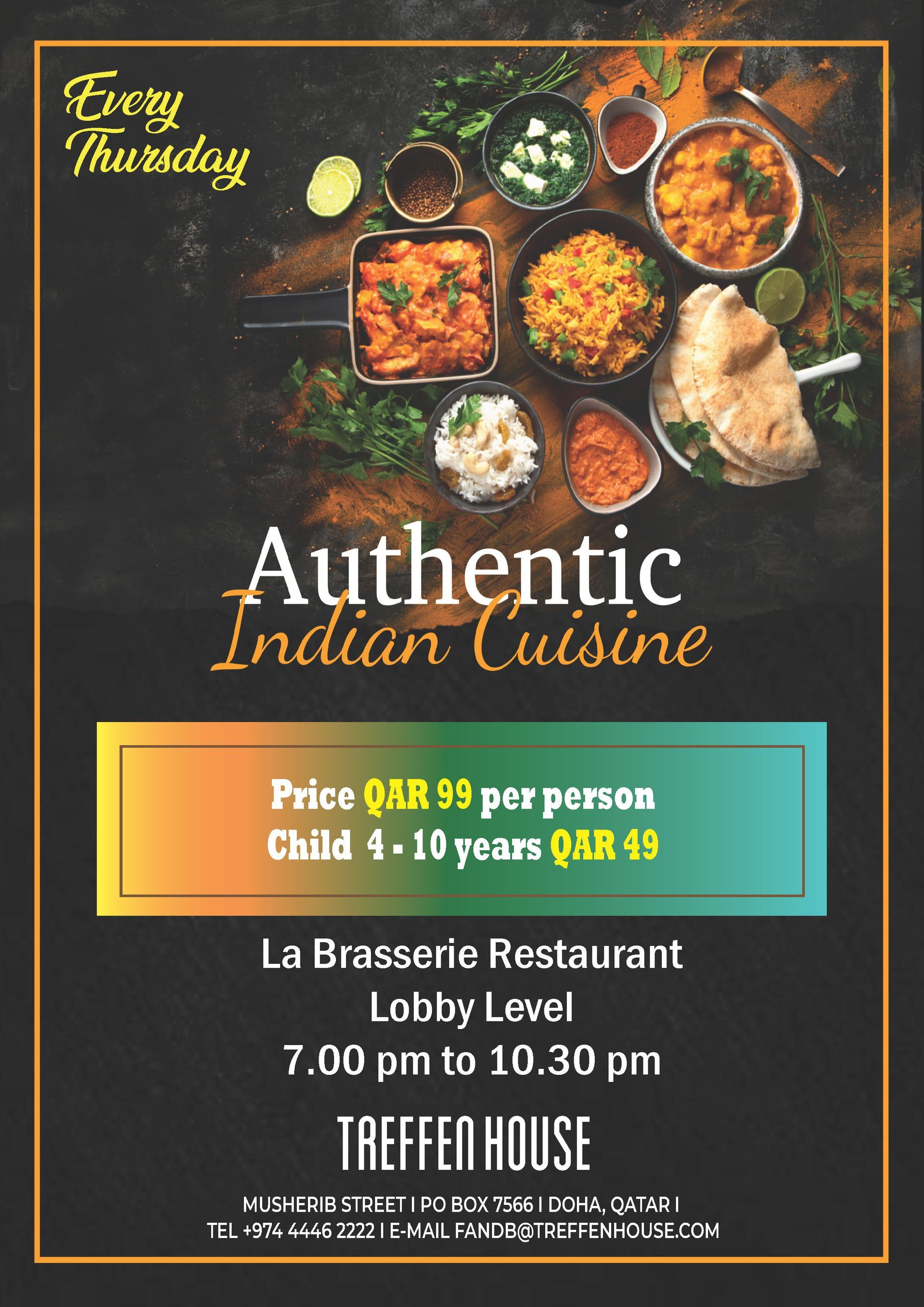 Indulge in Authentic Indian Cuisine Every Thursday!
Join us at the TREFFEN HOUSE Doha