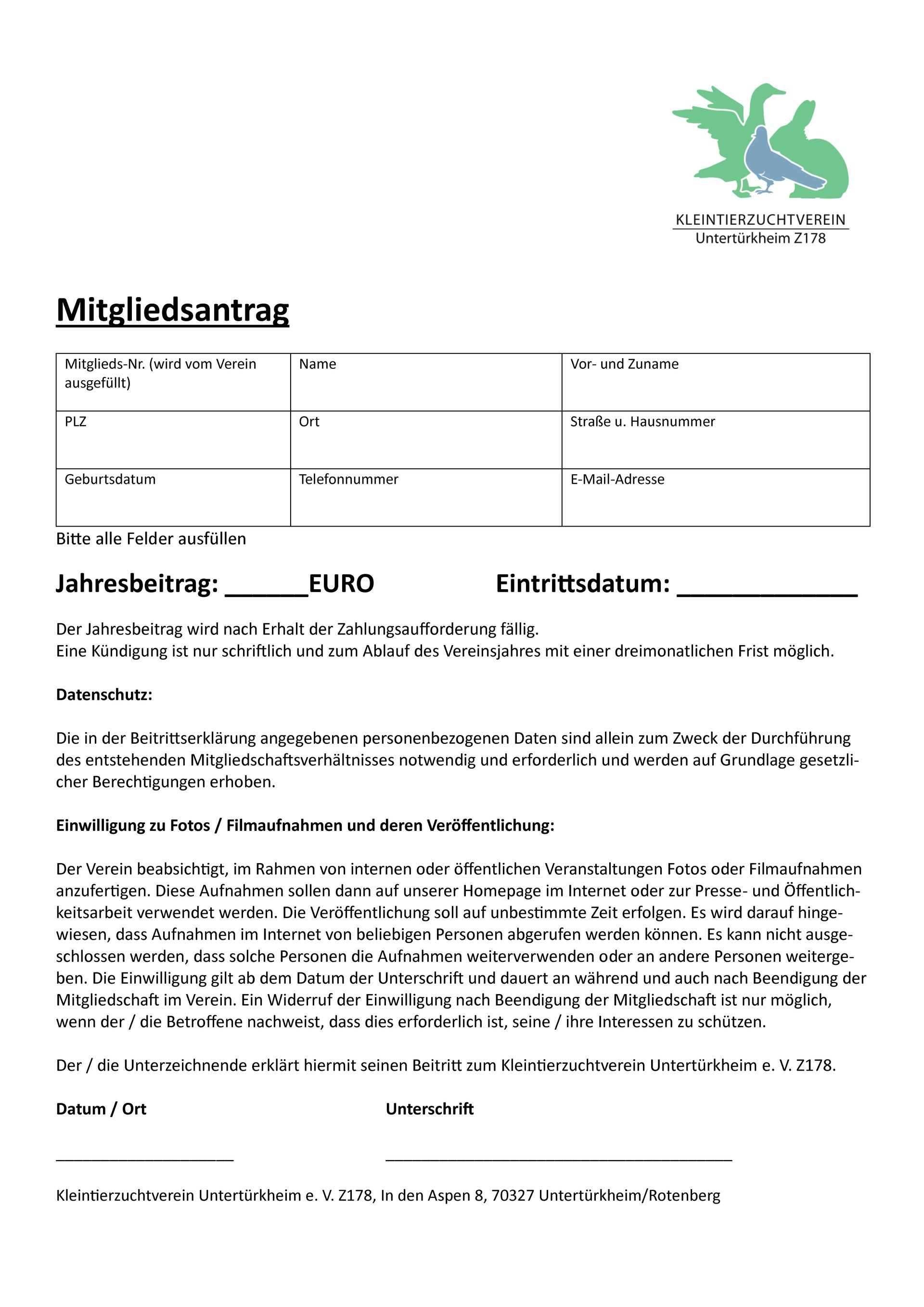 Mitgliedsantrag