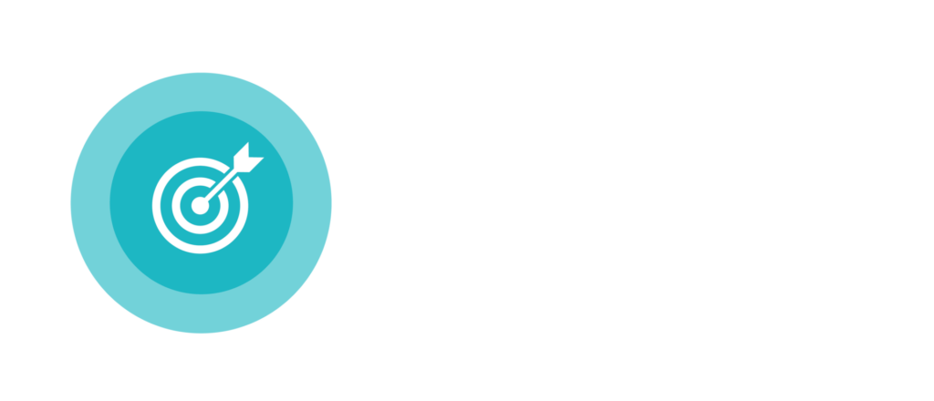 A blue circle with a target and an arrow in it.