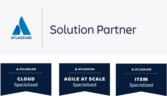 A solution partner for atlassian is shown on a white background