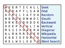 Word search puzzle grid with the word 