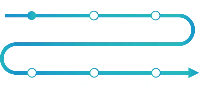 A blue line with arrows pointing in opposite directions on a white background.