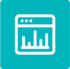 An icon of a browser window with a graph on it.