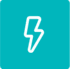 A white lightning bolt icon on a blue background.