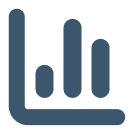 Turquoise bar chart icon with three bars on a rounded base line
