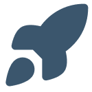 Teal line-art rocket icon on a white background