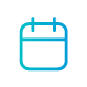 A blue calendar icon on a white background.