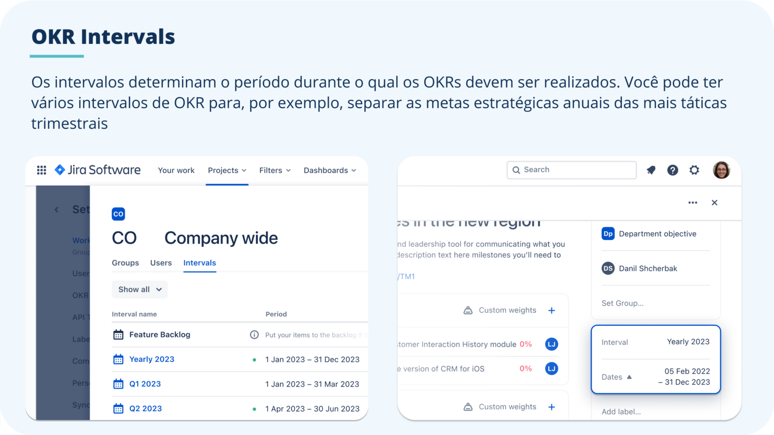 A screenshot of a website with the words okr intervals on it.