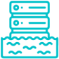 A stack of servers sitting on top of a body of water.