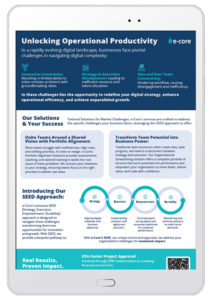 White tablet screen displaying a marketing document for