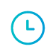 A blue clock icon in a circle on a white background.