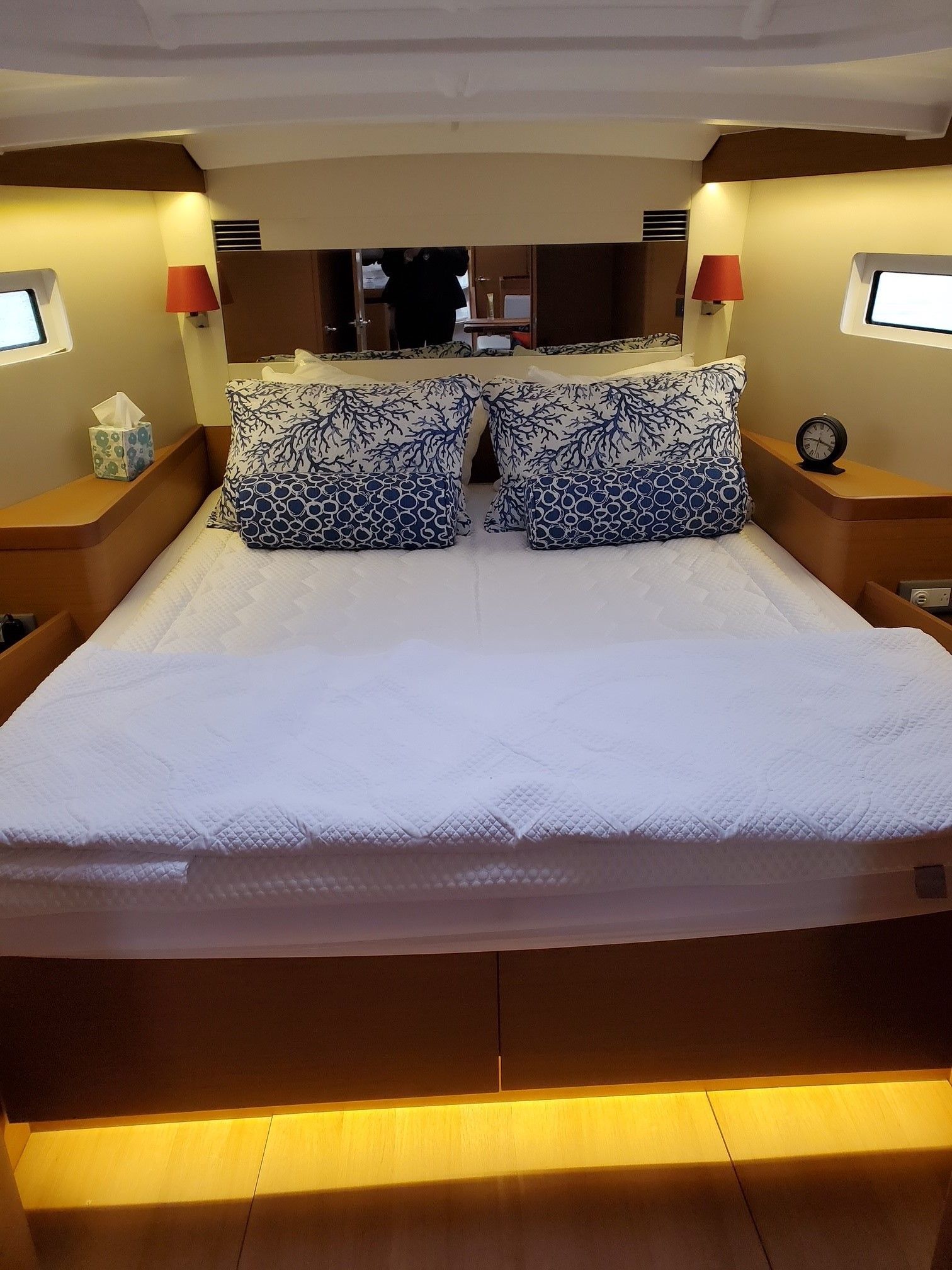 There is a large bed in the middle of the room.