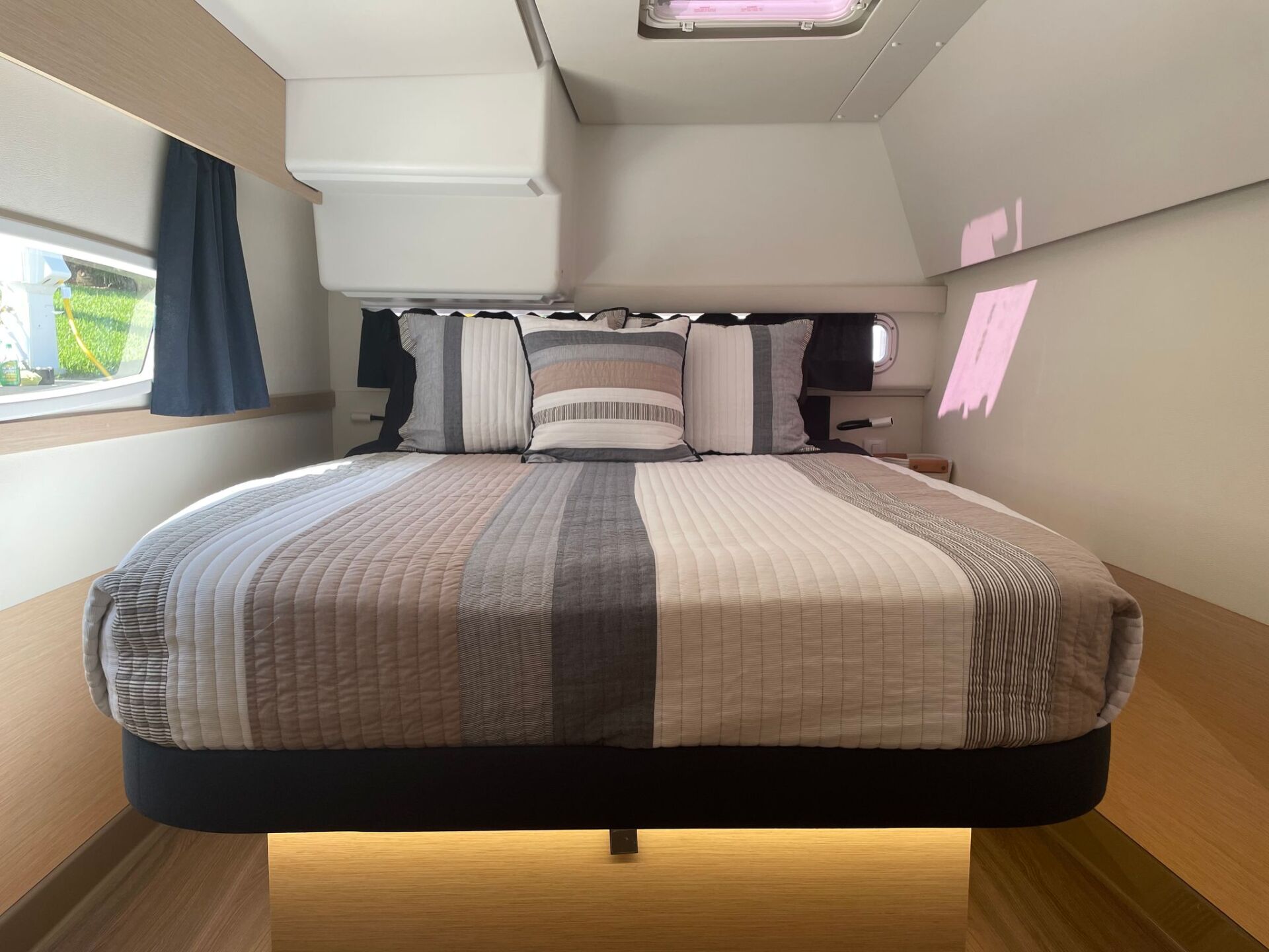 There is a large bed in the middle of the room.