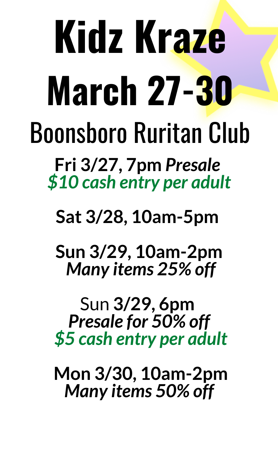 Kidz Kraze Consignment Event Schedule