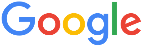 Google logo in blue, red, yellow, green, and blue.