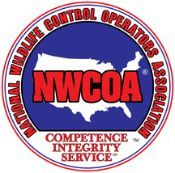 The logo for the national wildlife control operators association shows a map of the united states.