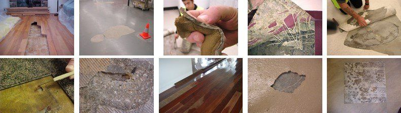 Images showing various examples of building damage. Includes cracked wood flooring and concrete.
