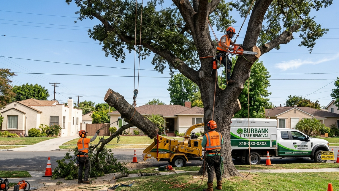 Arborist grinding stump in burbank, CA