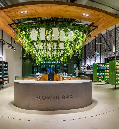 Modern cannabis dispensary with a 