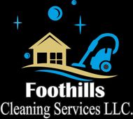 The logo for foothills cleaning services llc shows a house and a vacuum cleaner.