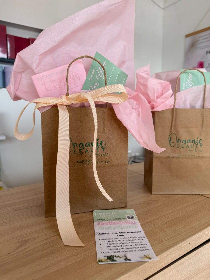 Two Brown Bags Filled Gift Vouchers — Organic Beauty by Kessie in Yeppoon, QLD