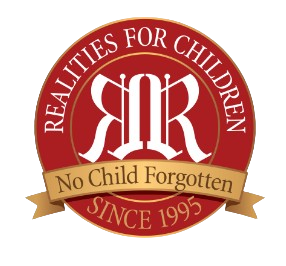 The logo for realities for children says no child forgotten since 1995