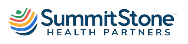 The logo for summit stone health partners has a colorful swirl on it.