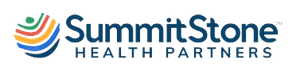 The logo for summit stone health partners has a colorful swirl on it.