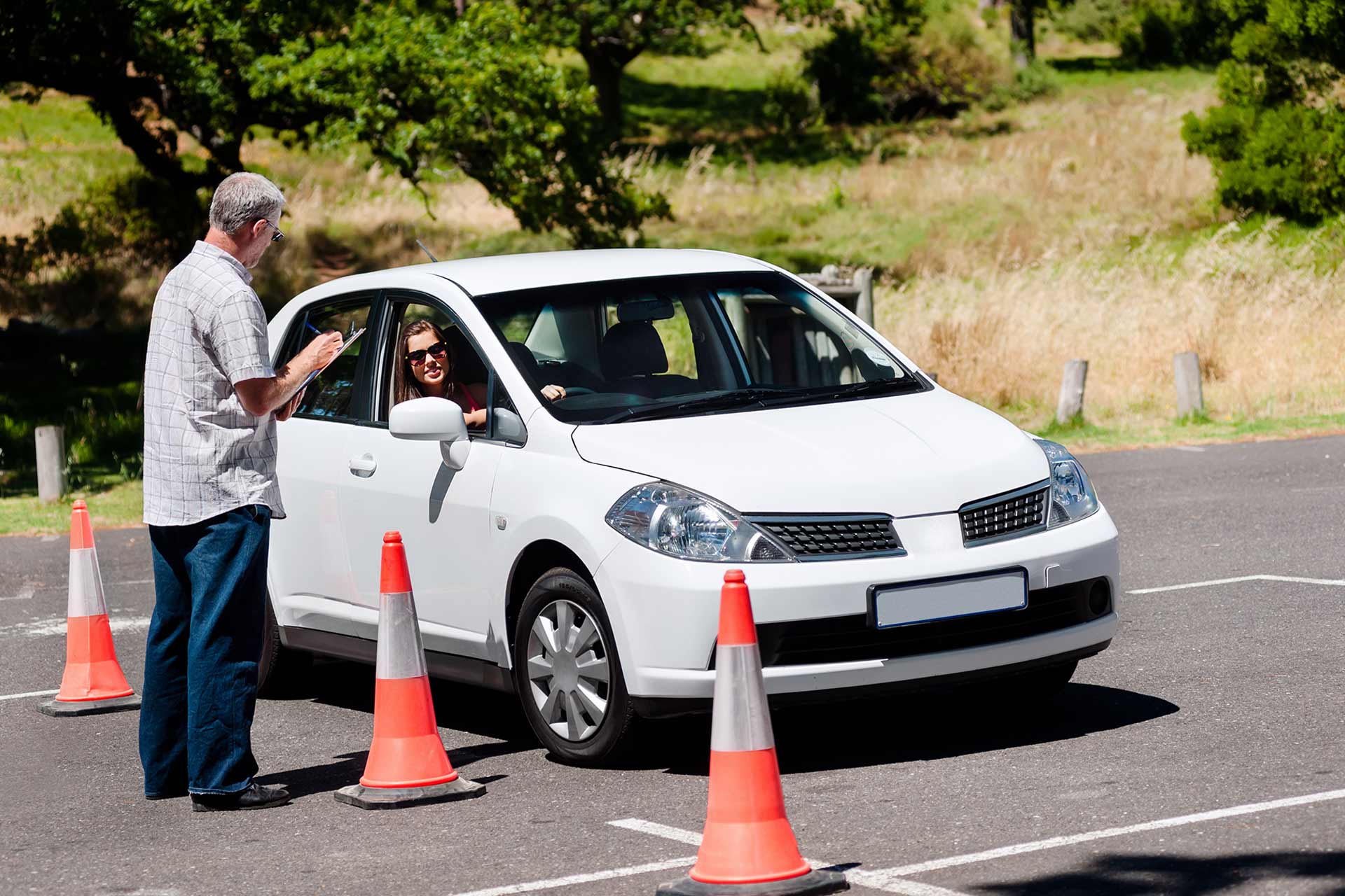 instructor with a driver