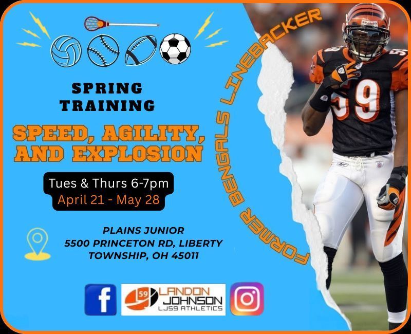 Spring training speed, agility and explosion poster.