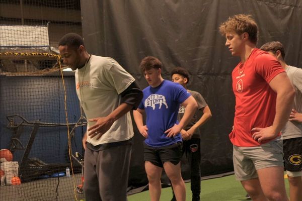 Example of an Academy 59 linebacker training drill.