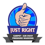 a logo for just right carpet air duct pressure washing