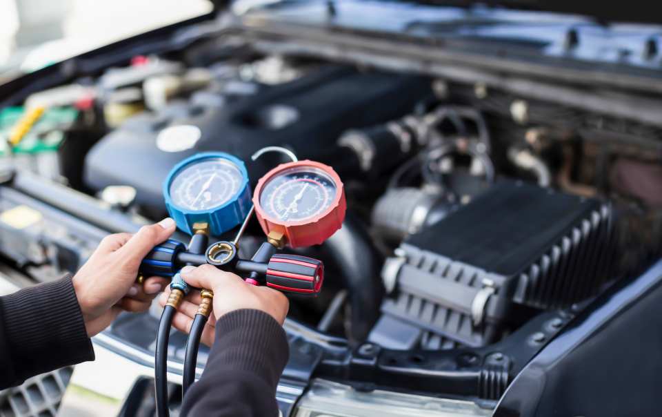 Man checking air pressure