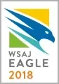 A logo for wsaj eagle 2018 with a blue eagle in a square.