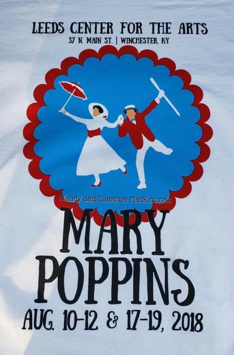 A poster for mary poppins at the leeds center for the arts