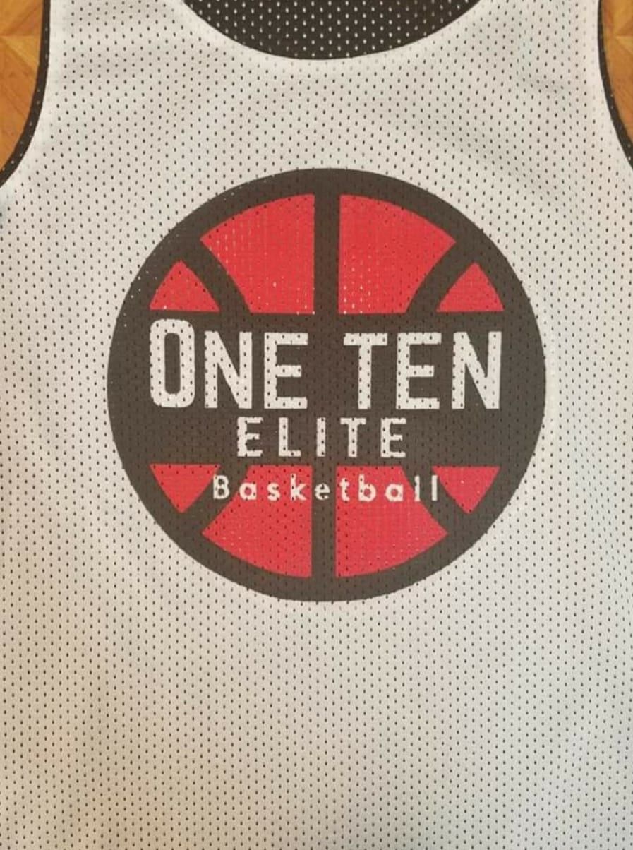 One ten elite basketball logo on a white jersey