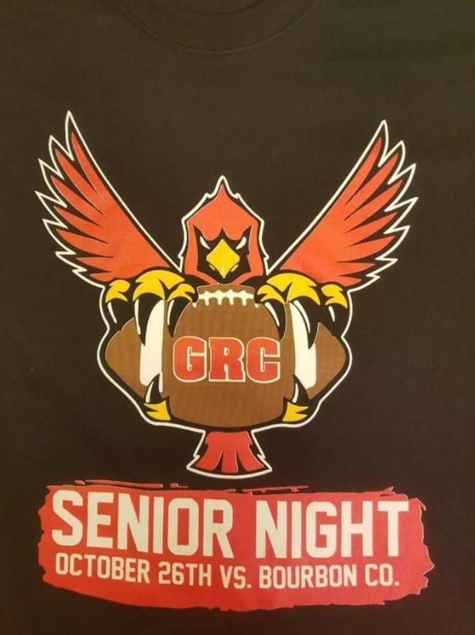 A t-shirt that says senior night october 26th vs. bourbon co.