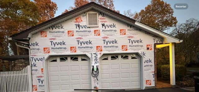 A garage with a lot of styrofoam on it.