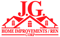 A red logo for j.g. home improvements / ren corp