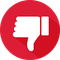 White thumbs down icon in a red circle, indicating disapproval.