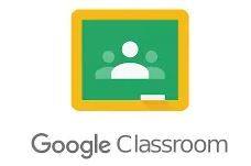 the google classroom logo is a green chalkboard with a teacher and students on it .