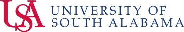 university of south alabama logo on a white background